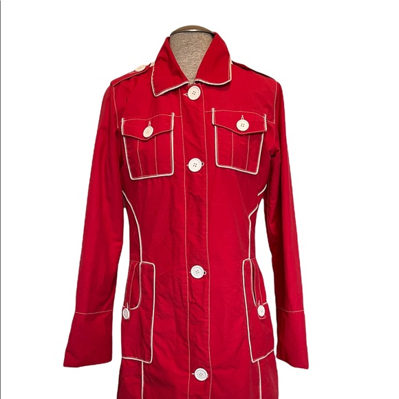 ONLY Brand Stylish Red Trench Coat - Picture 2 of 15